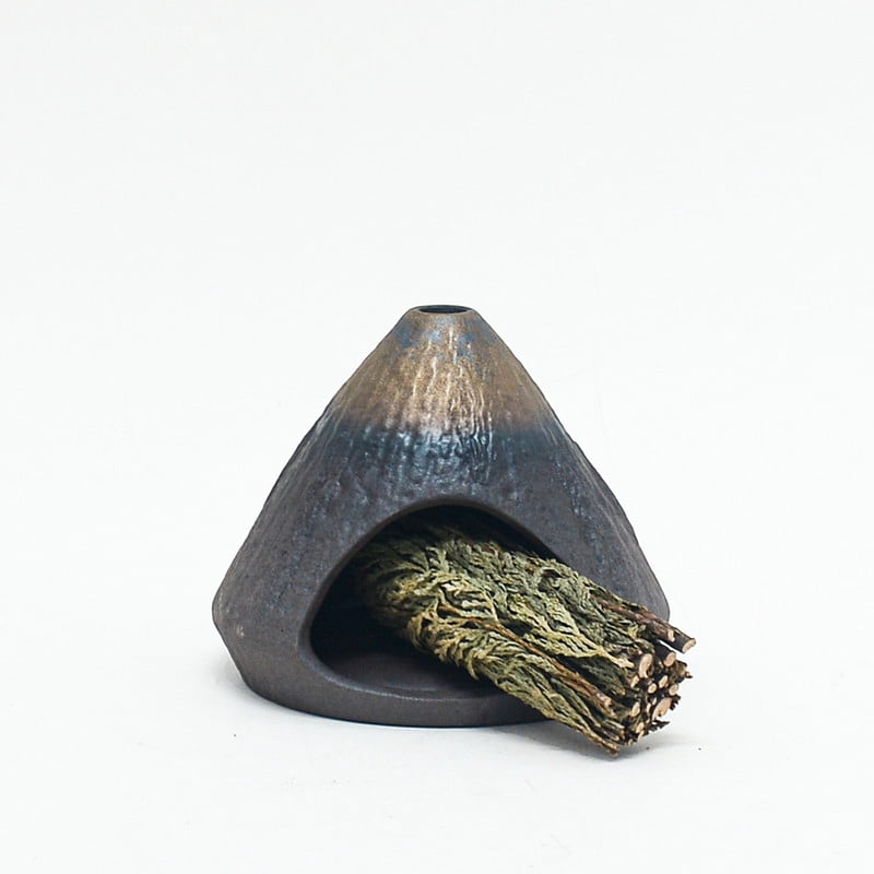 Rustic Dome Palo Santo Holder - Ceramic Incense Burner with Ash Catcher, Earthy Hut Design Palo Santo Holder Stick Holder for Smudging, Meditation, Yoga & Bohemian Home Decor-B