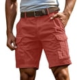 thumbnail image 3 of Mens Cargo Shorts Casual Quick Dry Elastic Waist Shorts Summer Stylish Lightweight Outdoor Hiking Gym Workout Shorts with Pockets Red M, 3 of 4
