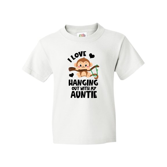 Inktastic Monkey I Love Hanging out with My Auntie Youth T-Shirt
