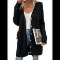 thumbnail image 1 of Suéter Cárdigan de Larga para Mujer, Otoño e Invierno, Tejido de Punto , con Botones Delanteros, Abrigo Negro L, 1 of 7