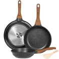 thumbnail image 1 of ESLITE LIFE - Juego de sartenes de cerámica antiadherentes, no tóxicas, para tortillas de huevo, compatibles con todo tipo de cocinas (gas, eléctricas e inducción), sin PTFE ni PFOA (negras), 1 of 5