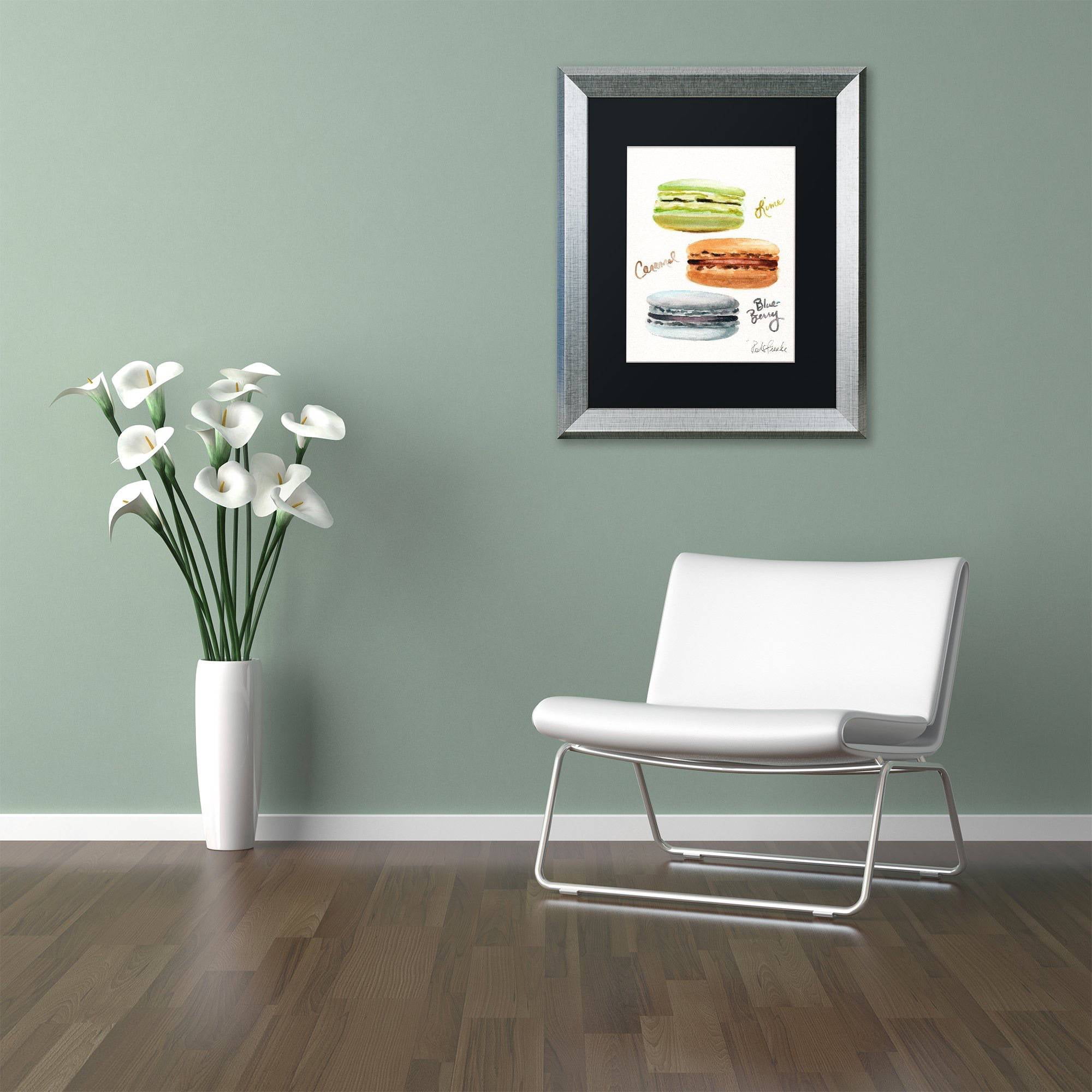 Trademark Fine Art "4 Macarons" Canvas Art by Jennifer Redstreake Black Matte, Silver Frame