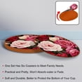 thumbnail image 4 of Rose 6PCS Microfiber Leather Round Coasters Set, 11x11 cm/4.3x4.3 in - Drink Coasters for Table, Stylish and Absorbent Cork Backing, Easy to Clean and Durable Mats for Home, 4 of 6