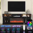 thumbnail image 5 of HARIPUL 70" 3-Sided Fireplace TV Stand for TVs Up to 80", Entertainment Center with 34" Electric Fireplace，APP Control Led Light TV Consoles for Living Room, Black, 5 of 7