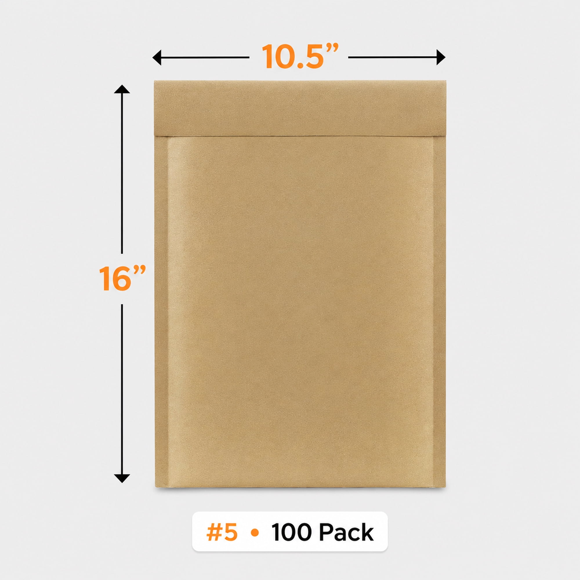 Honeycomb Padded Mailers #5, 10.5 x 16 in, Recyclable Kraft Shipping Envelopes, Self-Seal, 100 Pack