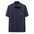 thumbnail image 2 of pstuiky camisetas de hombre, Camisa informal de manga corta con cuello vuelto, cómoda y lisa, para hombre camisas casuales para hombre m, 2 of 3