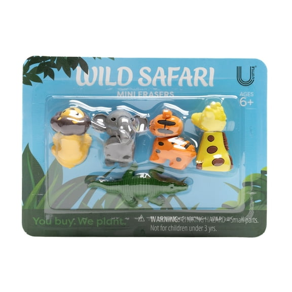 U Style Mini Erasers, 5 Pack, Safari