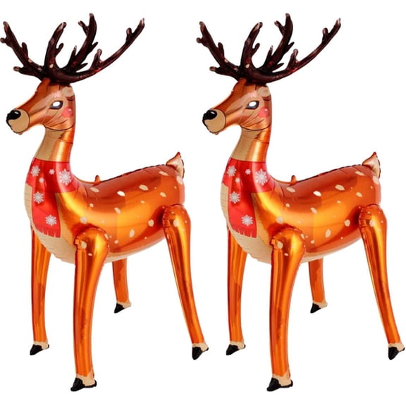2pcs Standing Reindeer Balloon Stunning Aluminum Film Elk Decoration for Christmas Party Holiday Ornament to Enhance Festive Atmosphere for Stability Memorable