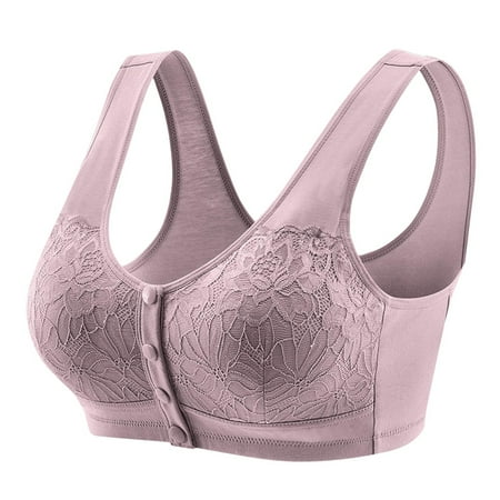 Black of Friday Deals!Clearance Staron Womens Bras No Underwire Front Closure Bra Wireless Comfortable Bra Stretch Large Size Bras Front Button Bra