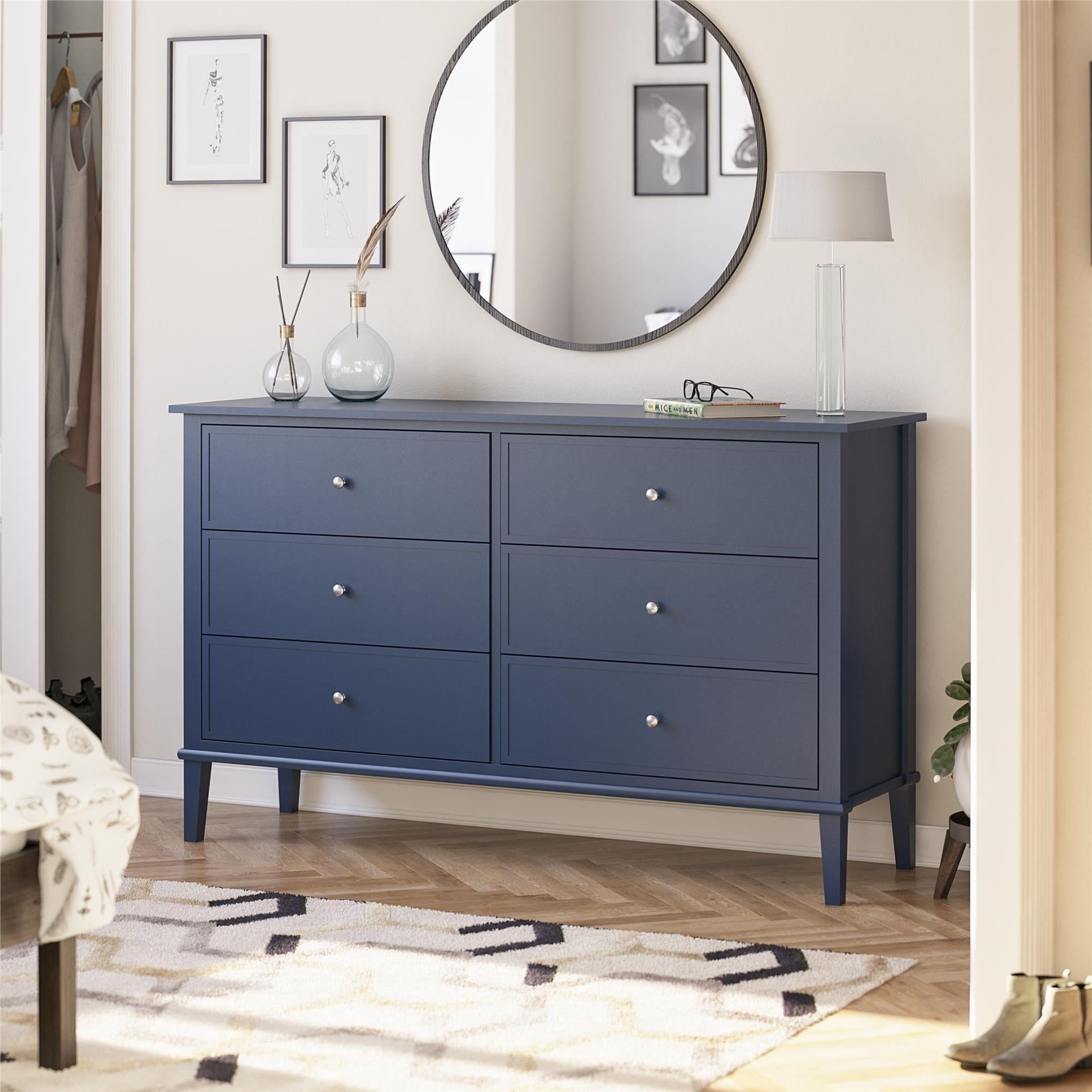 Desert Fields Eclectic Boho 6-Drawer Dresser, Navy