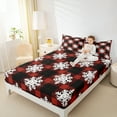 thumbnail image 4 of Manfei Merry Christmas Twin Sheet Sets,Cartoon Snowflake Twin Fitted Sheet,Red Black Checkered Flat Sheet For Teens,Microfiber Bedroom Decor,3 Pieces, 4 of 7