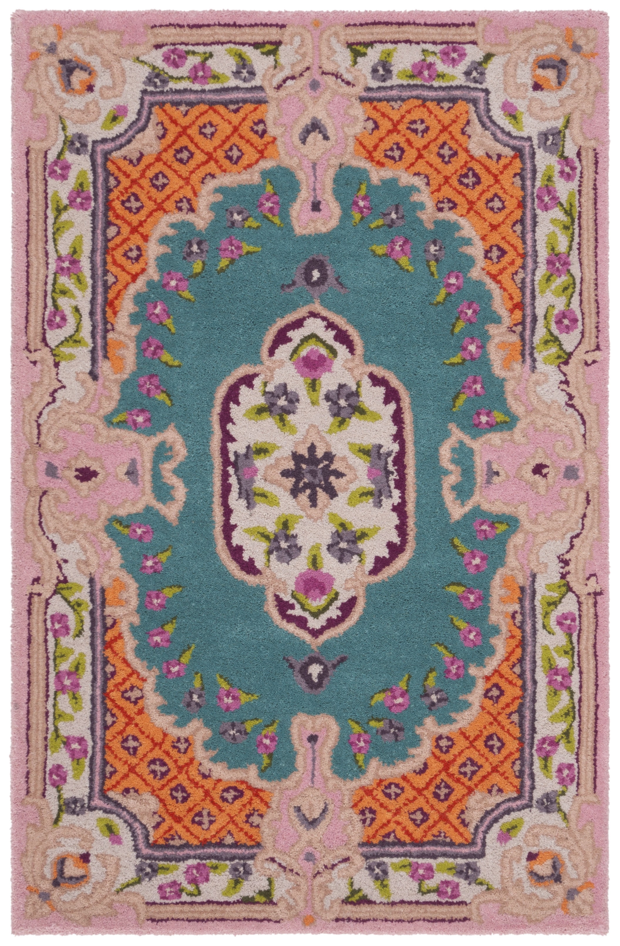 SAFAVIEH Bellagio Chandler Floral Wool Area Rug, Blue/Pink, 2'6" x 4'