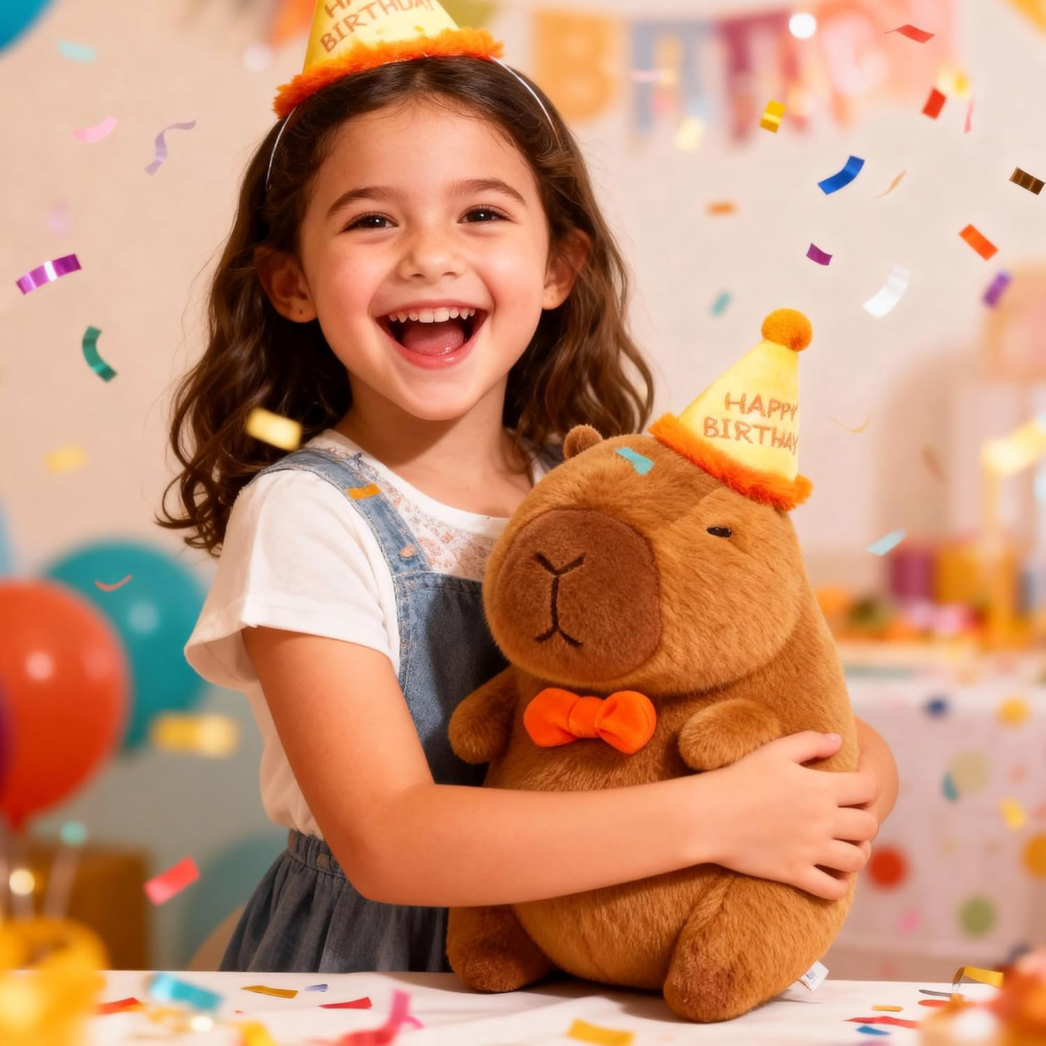 Happy Birthday Capybara Plush,Cute Capybara Stuffed Animal,Soft Kawaii Capibaras Stuff Toy for Kids,Capibara Plushies Birthday Party Decorations Gift for Boys Girls(10inch)