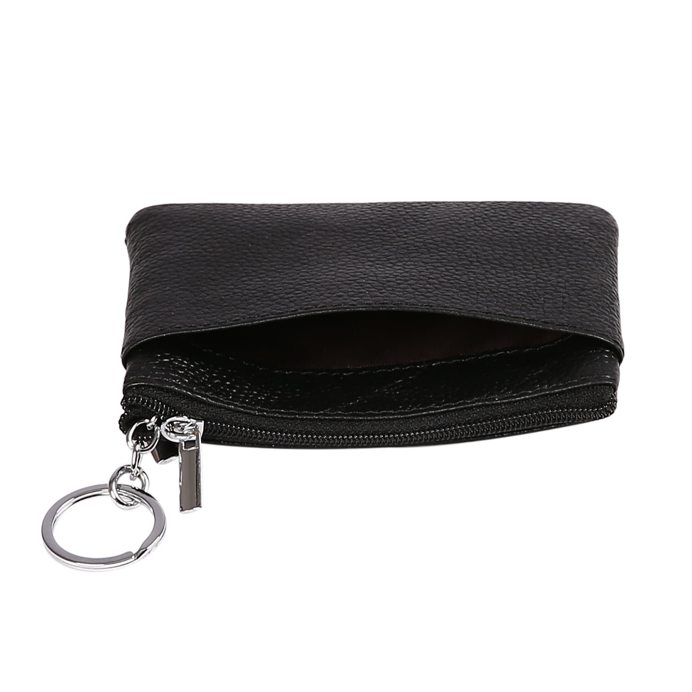 HDE Womens Leather Small Coin Purse Zipper Change Wallet Mini Pouch w/Key Ring (Black) | Walmart ...