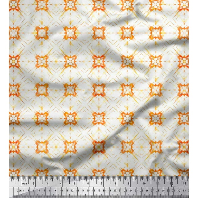 Soimoi Modal Satin Fabric Check Tie-Dye Print Fabric by Yard 42 Inch Wide