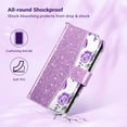 thumbnail image 6 of ULAK Case for iPhone 15 Pro Max Wallet, Kickstand Folio Flip Leather Phone Case with Cards Holder for Apple iPhone 15 Pro Max for Women Girls,Glitter Purple Flora, 6 of 9