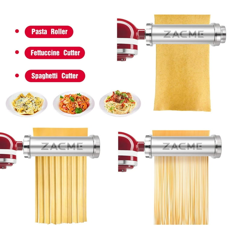 Pasta Maker Attachments for KitchenAid Mixer Accessories, Fresh Pasta Roller  Cutter Press Noodle Maker Machine for Cuisinart Stand Mixer, 3Pcs Stainless  Steel Washable Easy Use With Brush 