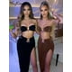 thumbnail image 2 of Hugcitar Sexy Strapless Crop Tube Top cintura alta Slit Maxi Vestido 2 uds trajes 2023 otoño mujer moda Streetwear Vestido Y2K Tan Jianjun unisex, 2 of 2
