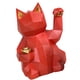 thumbnail image 3 of Figurita de gato de la fortuna estilo geométrico resina ecológica figura de Maneki Neko rojo brillante para estante de escritorio de mesa rojo, 3 of 10
