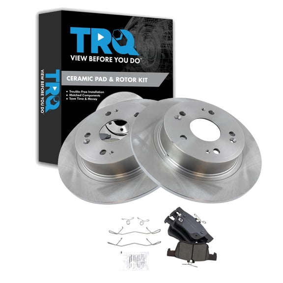 TRQ Rear Brake Pad and Rotor Set Ceramic Fits 2018-2020 Honda Accord