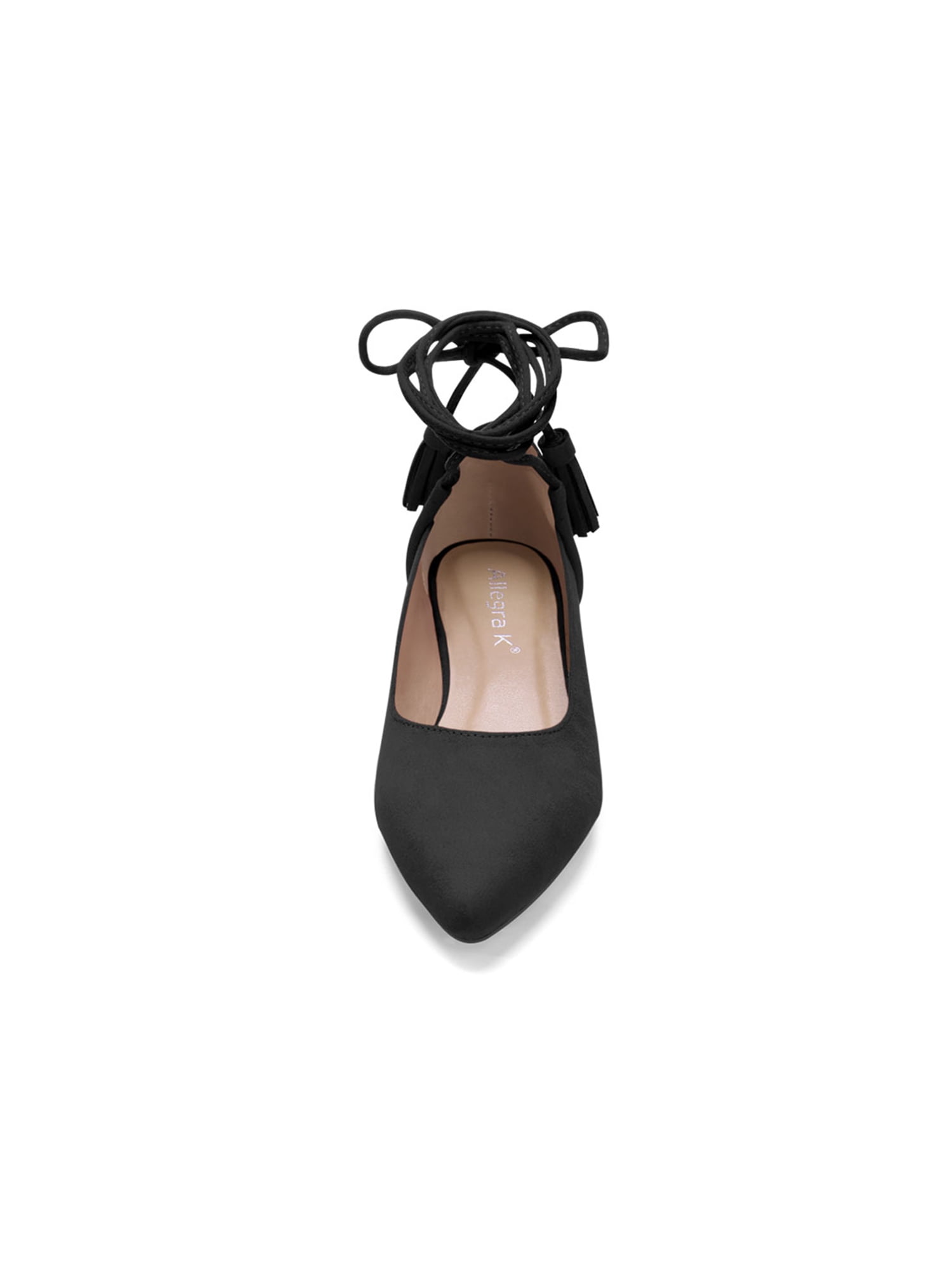 pointed toe tie up flats