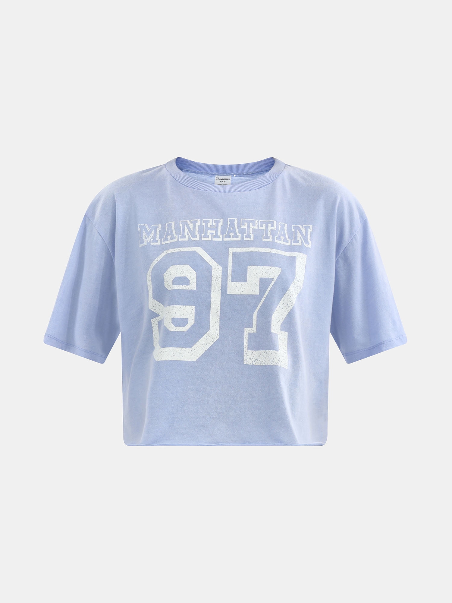 No Boundaries Boxy Cropped Graphic Tee with Short Sleeves, Women's