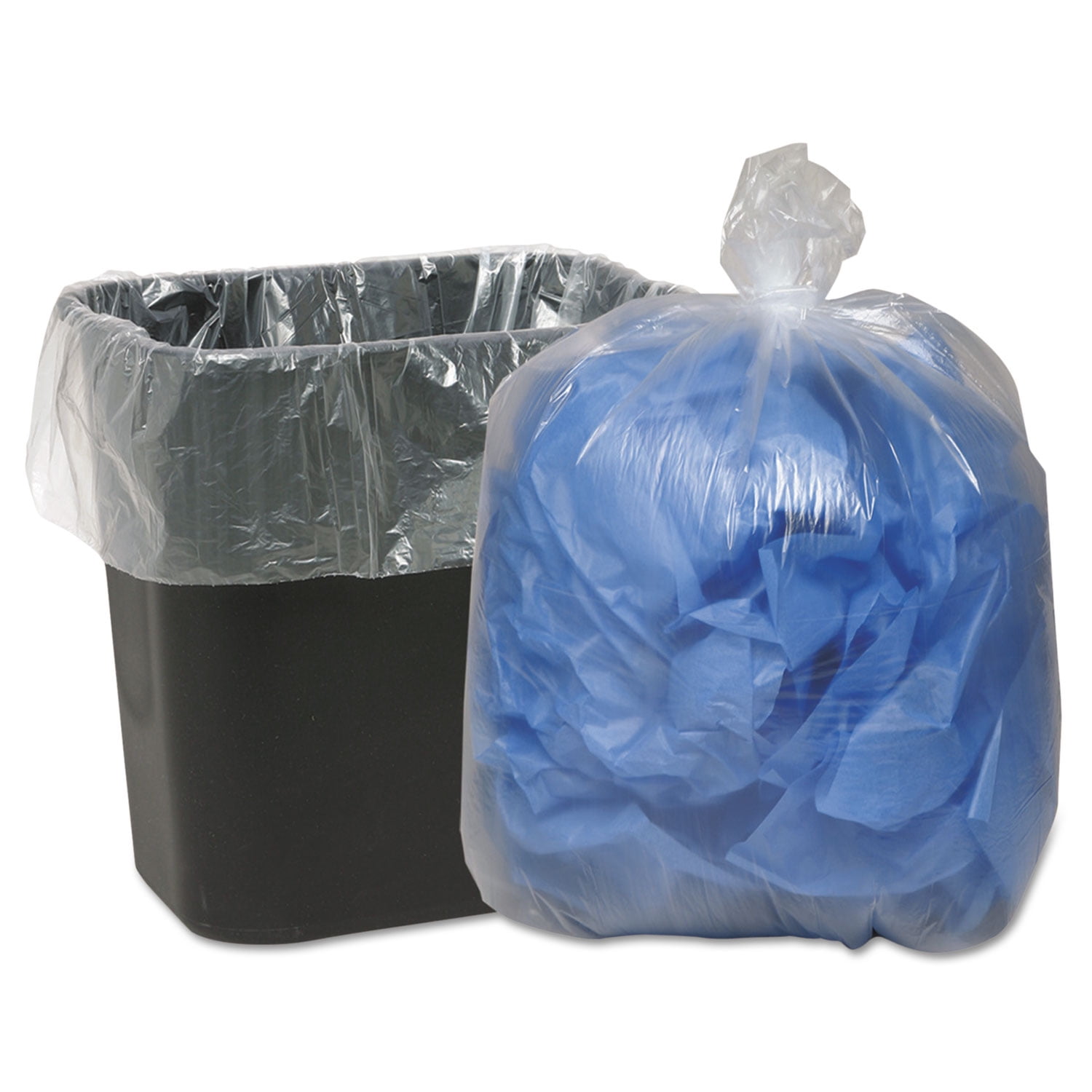 15 x 9 x 23 x .48 mil 7 to 10 Gallon Clear Plastic Linear Low Density Trash Can Liners Case of 1,000 