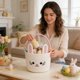 thumbnail image 5 of Cesta de almacenamiento tejida a mano con forma de conejo | Cesta decorativa de Pascua para la decoración navideña | Organizador para el hogar: dormitorio, sala de estar o habitación infantil, 5 of 6