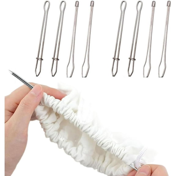 8Pcs Silver Bodkin Threader, Metal Easy Pull Drawstring Threader, Elastics Sewing Accessories Elastic Cord Rope Threader Clip, Sewing Accessories DIY Tool, Sewing Tools
