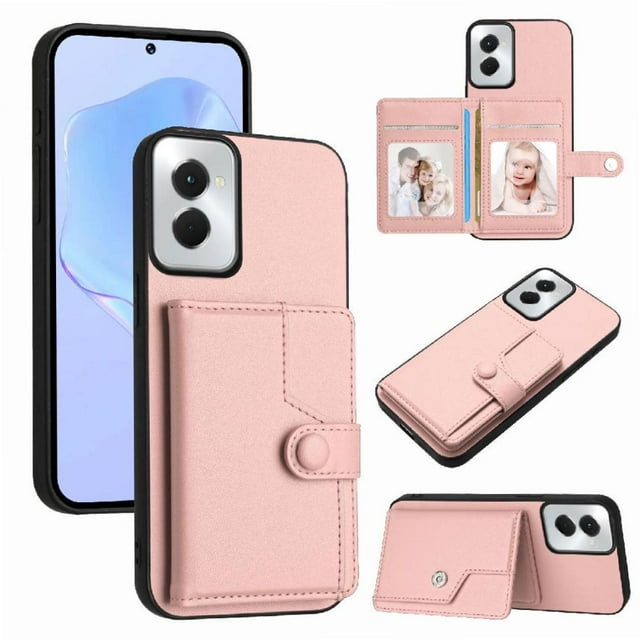 FOXDOCK Case for Motorola Moto G Power 5G 2024 RFID-Blocking Card Holder - Stylish Button Closure Design