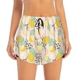 thumbnail image 4 of Lsque Lemon Leaves Printed Women's Running Shorts with Liner Pockets,Elastic Quick Dry Workout Athletic Gym Yoga Shorts,Womens High Waist Shorts-XX-Large, 4 of 9