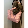 thumbnail image 3 of LAVA Puffer Tote Bag for Women Lightweight Quilted Puffy Handbag Down Cotton Padded Carryall Shoulder Bags Pink, 3 of 11