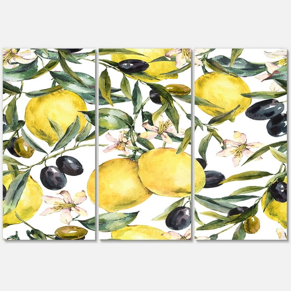 Designart ' Olive and Lemon Branches I ' Tropical Canvas Wall Art Print