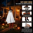 thumbnail image 3 of Halloween Light-Up Ghost Decorations Outdoor - 6 FT Hanging Swing Ghost Halloween Decor with Broomstick & Witch Hat, Spooky Cute Ghosts Decorations for Front Porch Yard Tree, 3 of 7