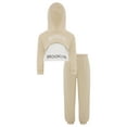 thumbnail image 3 of Haitryli Big Girls Long Sleeve Cropped Hoodie Sleeveless Tank Tops with Sweatpants Set 3 Piece Workout Clothes Set Khaki 3-4, 3 of 7