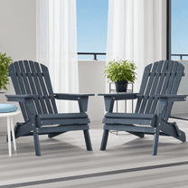 BIQWBIC Adirondack Chairs Set of 2, Folding Wooden Fire Pit Chair for Patio Deck Garden, All-Weather 250 LBS Outdoor Seating, Easy Install Natural Fire Pit Chair Furniture,Navy Color