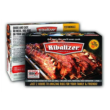 BBQGuys Universal Rotating Roast BBQ Grill Rotisserie Rib Trays (4 ...