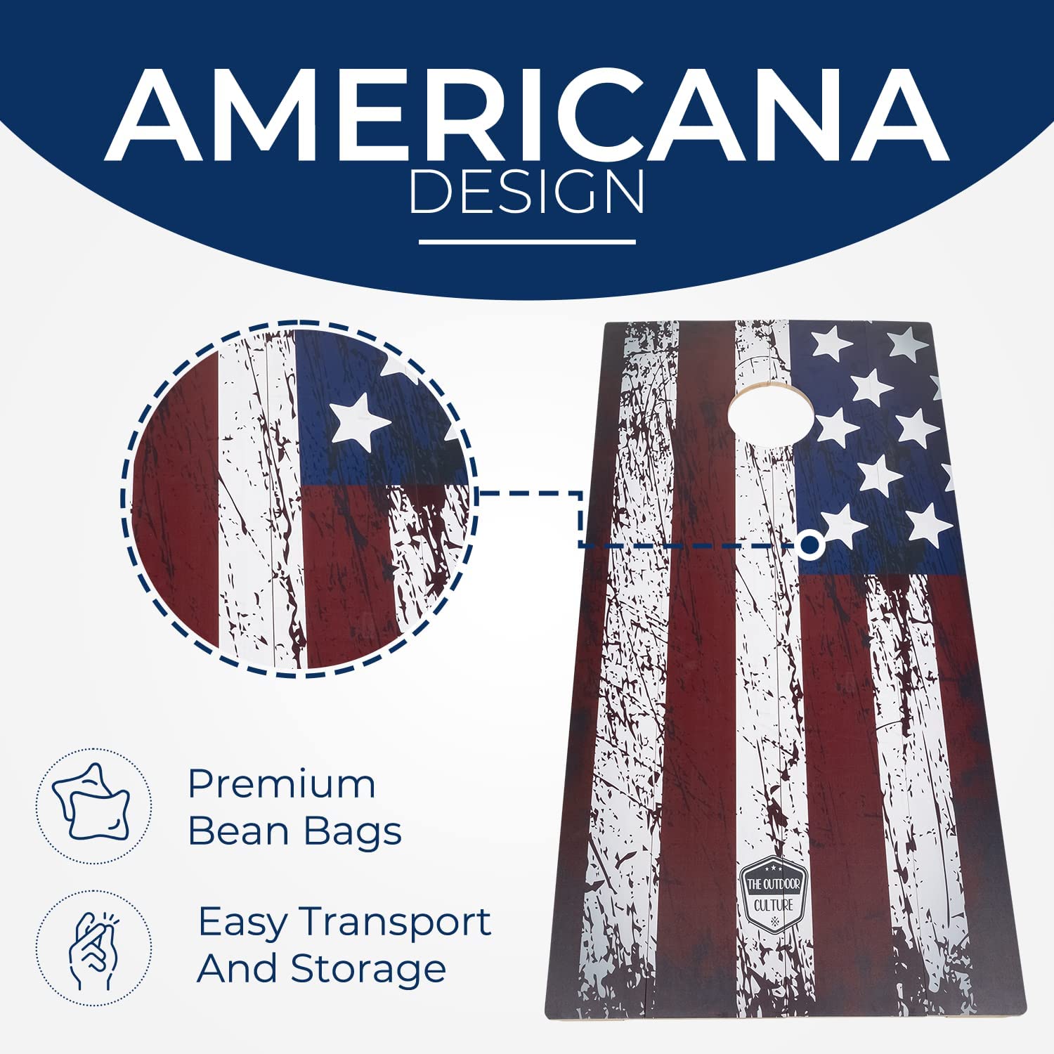 The Outdoor Culture Bean Bag Foldable Cornhole, 2 MDF boards, 8 bean bags