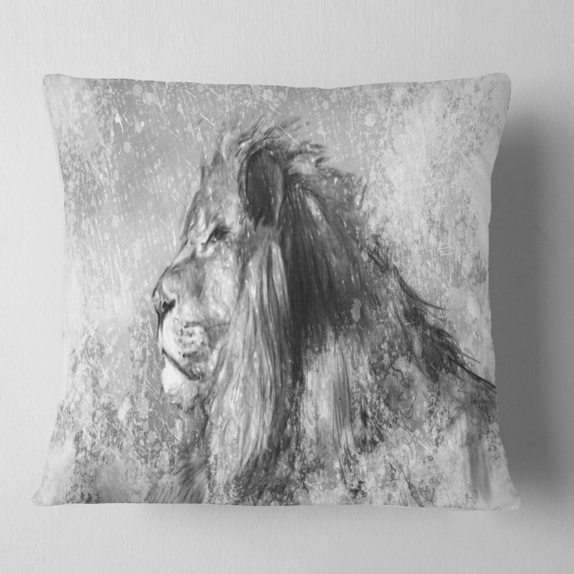 Designart Lion Tattoo Illustration Art - Abstract Throw Pillow - 16x16
