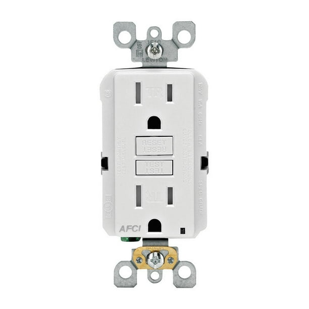 Salida AFCI Leviton SmartLockPro de 15 A, 125 V, dúplex, blanco, paquete de 1