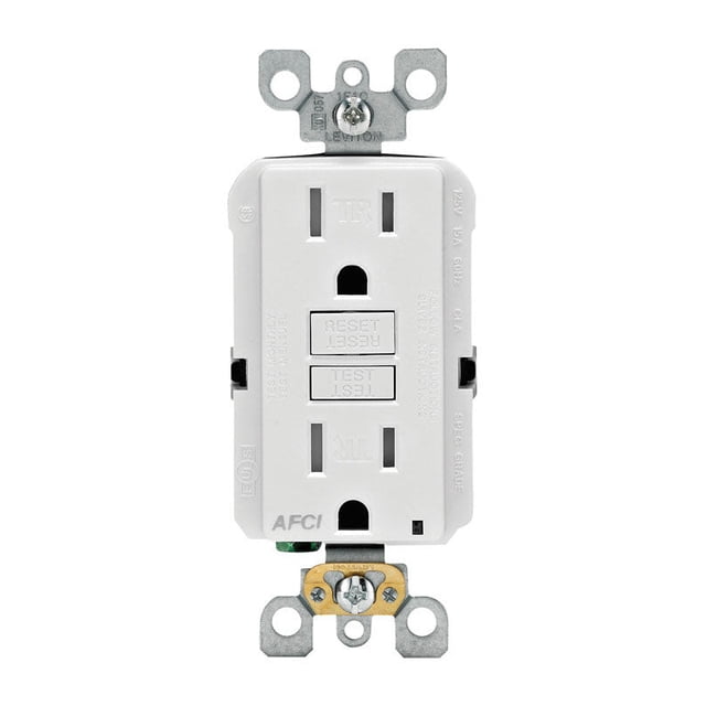 Salida AFCI Leviton SmartLockPro de 15 A, 125 V, dúplex, blanco, paquete de 1