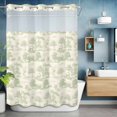 thumbnail image 6 of No Hook Tiger Leopard Shower Curtain with Snap in Liner Set, Green Country Retro Forest Trees Animals Waterproof Fabric Bathroom Curtains with See Through Top Window, Hotel Style Long 72 x 84 Inch, 6 of 9