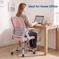 thumbnail image 2 of Atilioo Home Office Chair, Ergonomic Computer Desk Mesh Chair with Lumbar Support, Adjustable Swivel Mid-Back Chair with Flip-up Arms, Pink, 2 of 13