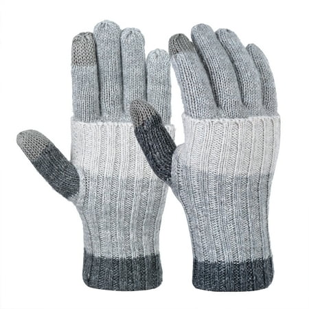 Vbiger Warm Knitted Gloves Fashionable Outdoor Winter Gloves Windproof Full-finger Mittens with Added Sleeve, Suitable for Cycling, Hiking and