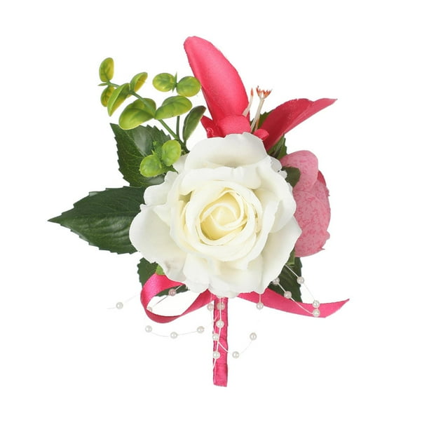 Boutonniere de boda con flores para novio, broche para caballero