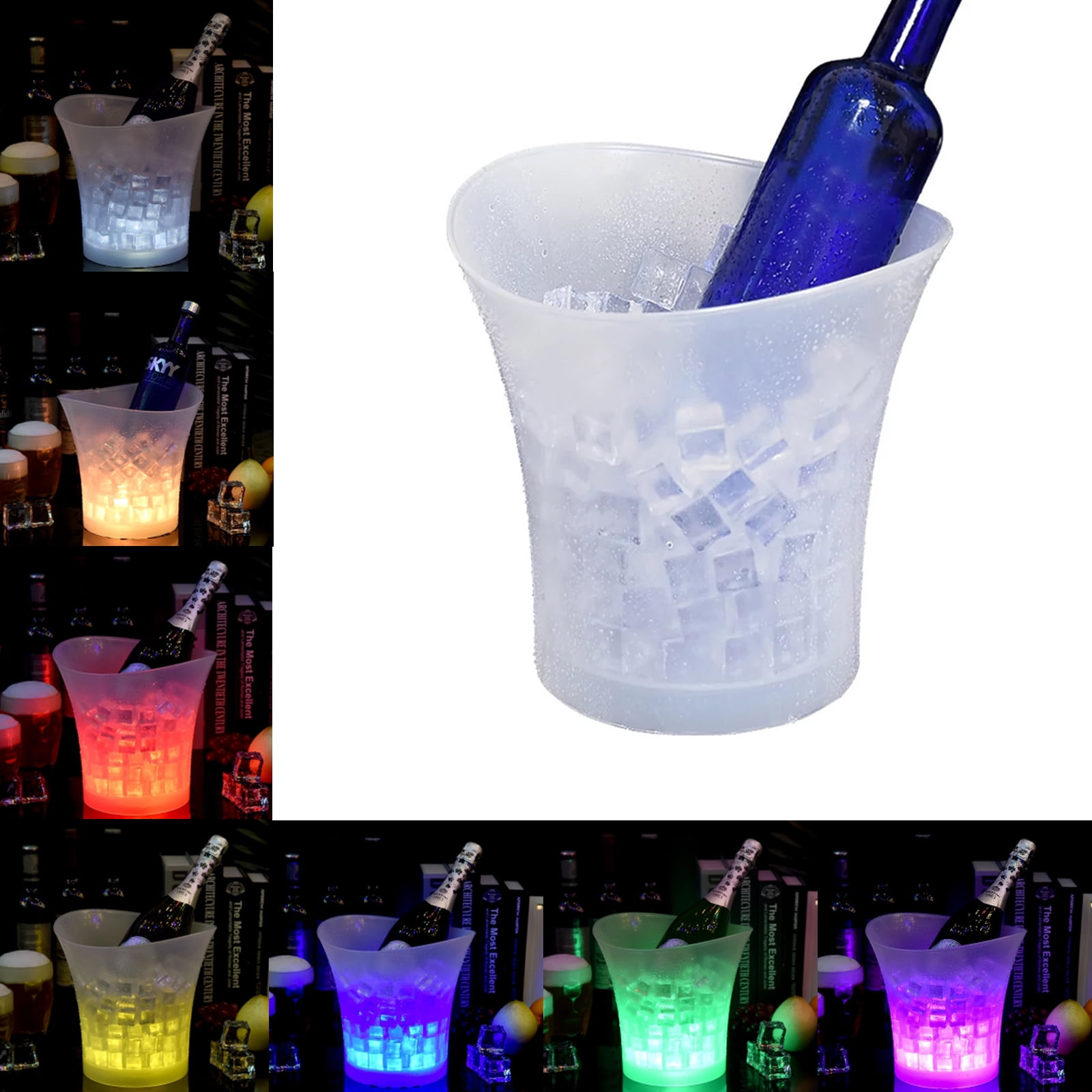 LED Ice Bucket, 5L Large Capacity Wine Ice Bucket Drink Containers with