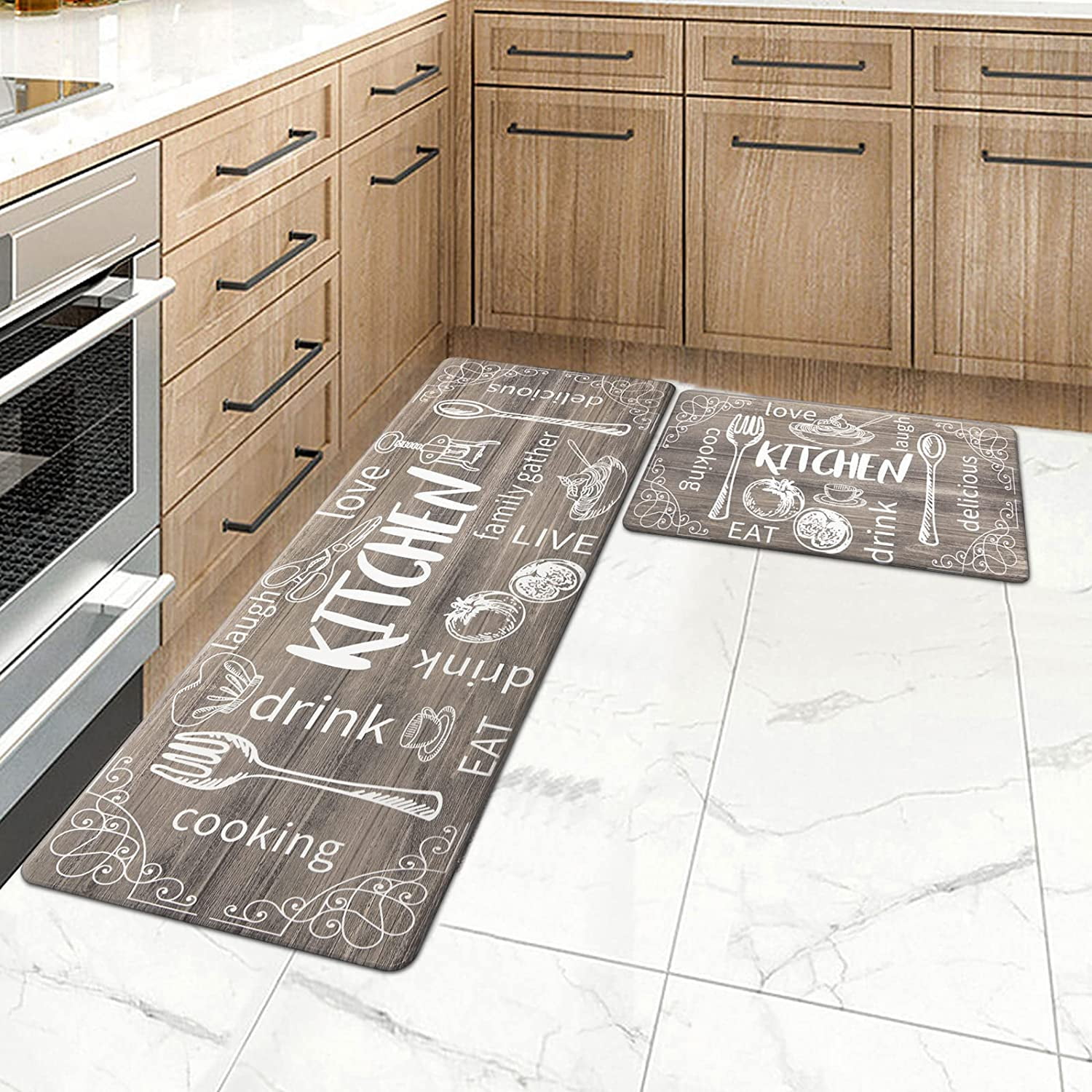 MeyJey Kitchen Rug Set of 2, Anti Fatigue Kitchen Mat 2 Pieces, Non ...