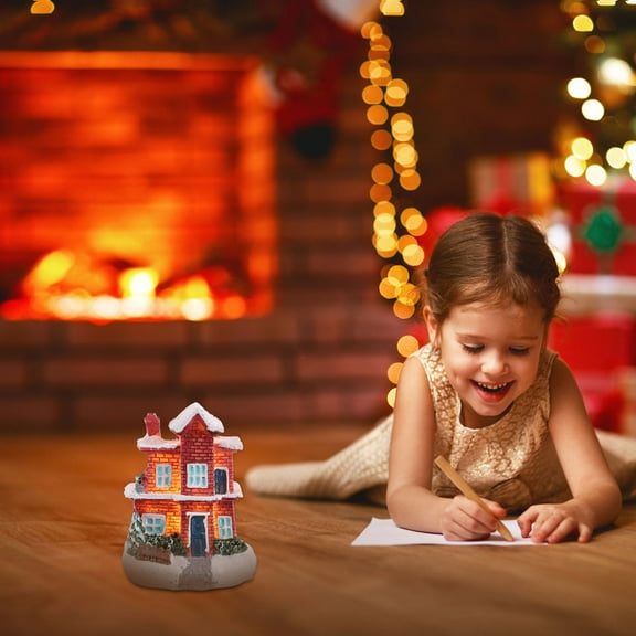 FUTUREORYY Christmas Village Red Resin Luminous Christmas House 1Pcs 3.5X2.4In
