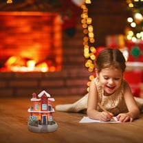 FUTUREORYY Christmas Village Red Resin Luminous Christmas House 1Pcs 3.5X2.4In