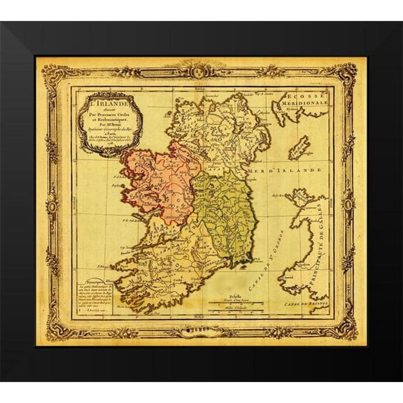 Vintage Maps 13x12 Black Modern Framed Museum Art Print Titled - Ireland pictured in Ecclesiastical Divisions 1766